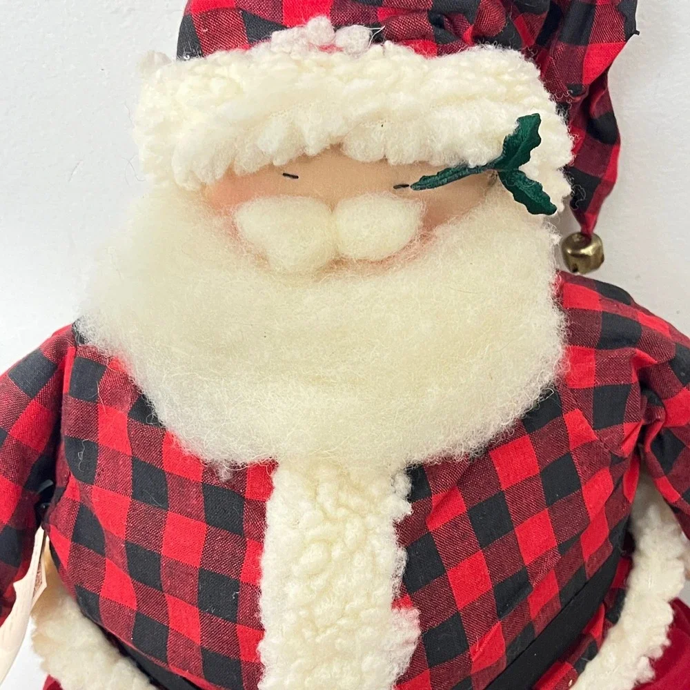 Overly-Raker Santa Claus Doll  Red Buffalo Plaid Vintage 1993 Plush 19